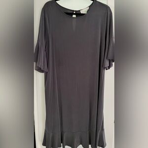 Anthropologie Blue-Gray Flutter Sleeve Ruffle Hem Dress • Size 1X